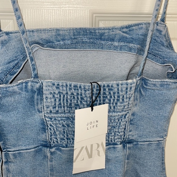 Zara Denim Spaghetti Strap Mini Dress - Picture 9 of 9